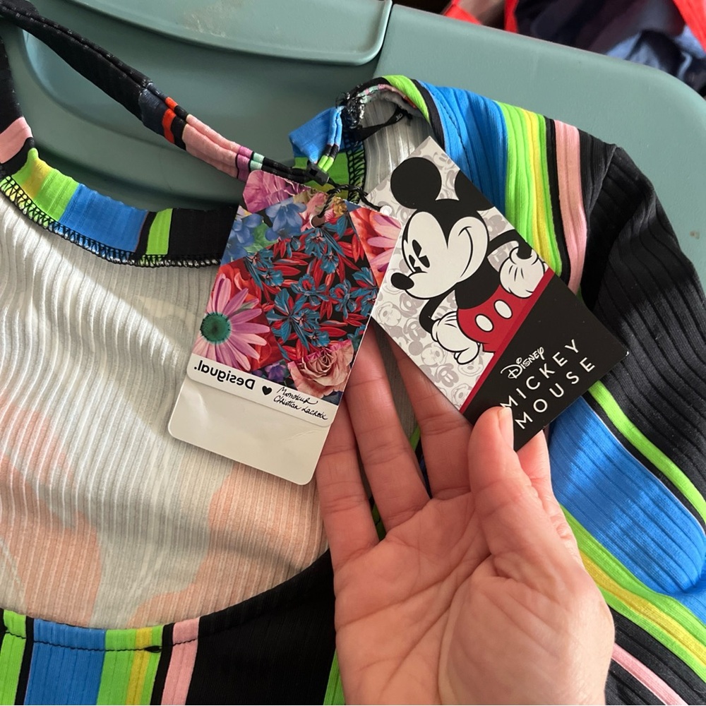 Desigual Disney Mickey Mouse Colorful Graphic T-Shirt Psychodelic NWT Rare - Picture 3 of 4